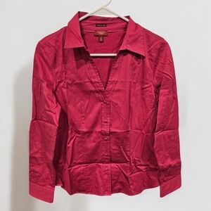 Talbots Magenta Stretch Cotton Sateen Button-Down Shirt-- Size 10p